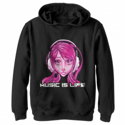 anime girl in hoodie and headphones